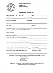 Pinole Garden Club membership form