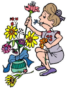 lady creating flower arrangement